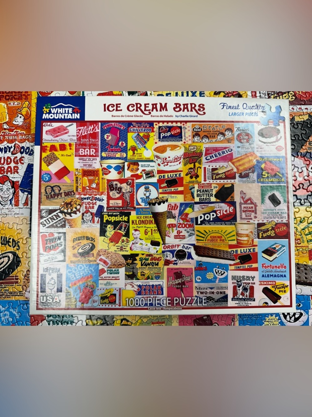 White Mountain ICE CREAM BARS 1000 Piece Puzzle Charlie Girard 100% Complete!